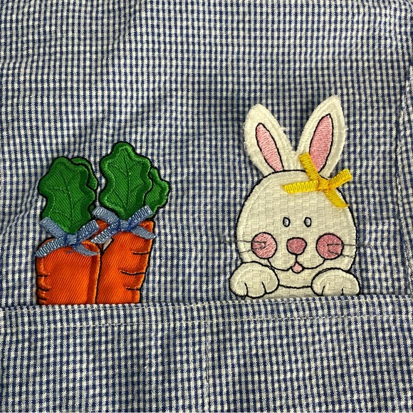 Vintage Samara Girls Bunny Seersucker Outfit Blue White S 24 Months - Picture 11 of 15